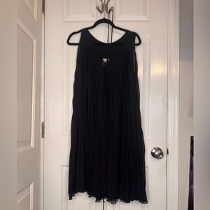 Marc Bouwer Black Sheer Pleated Midi Dress